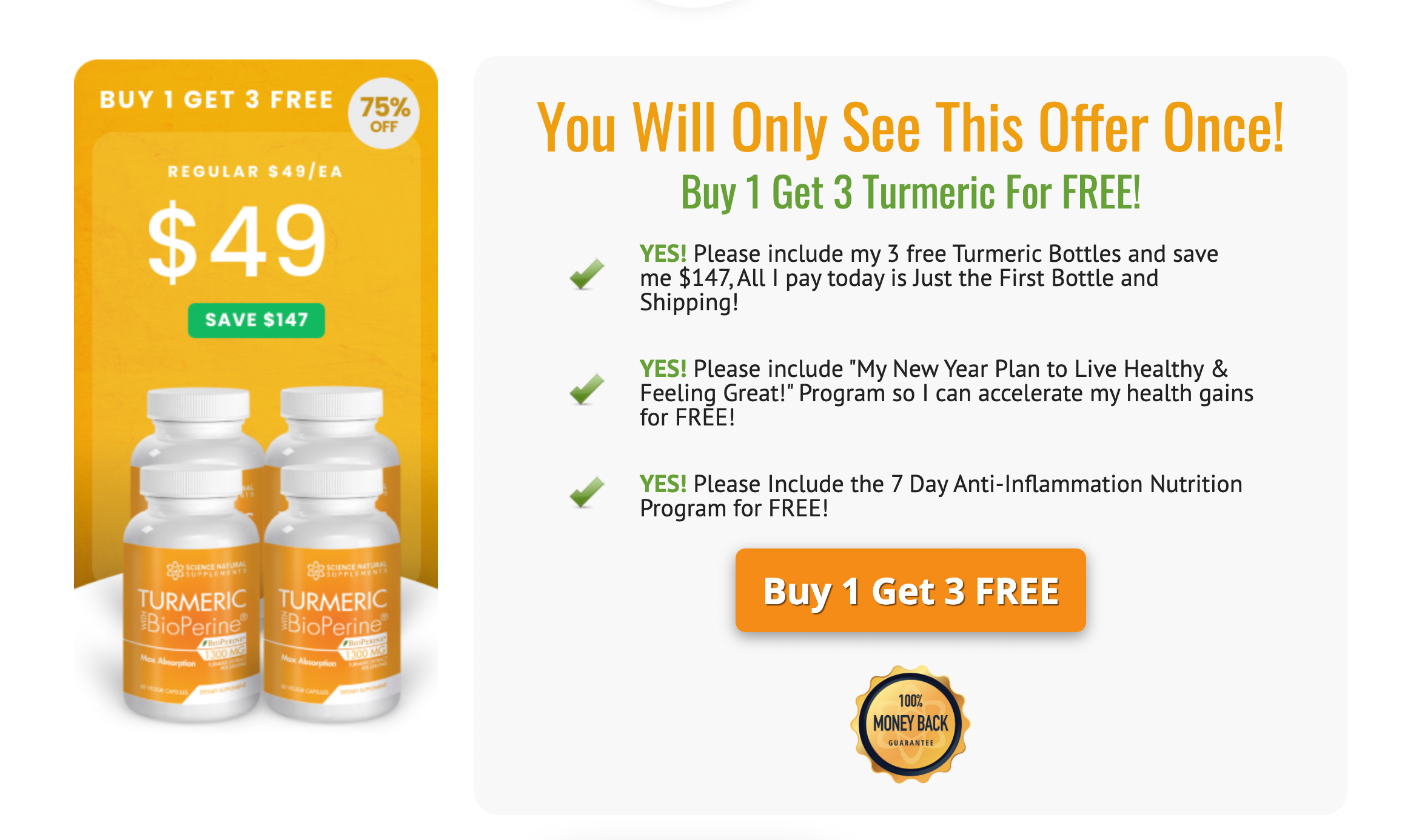 Turmeric BioPerine - Buy 1 Get 3 Turmeric For FREE